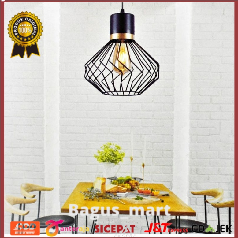 Eglare Khola Lampu Gantung Hias - Hitam
