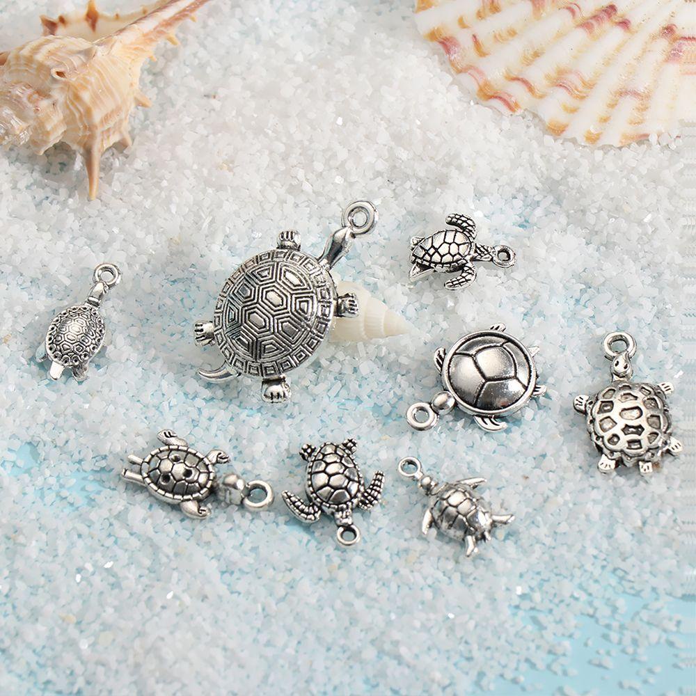 ❈ROWAN❈ 16pcs Antique Silver Tortoise Charms Crafts Making Findings Sea Turtle Pendant Jewelry Ocean Alloy Decorative Pretty Beads