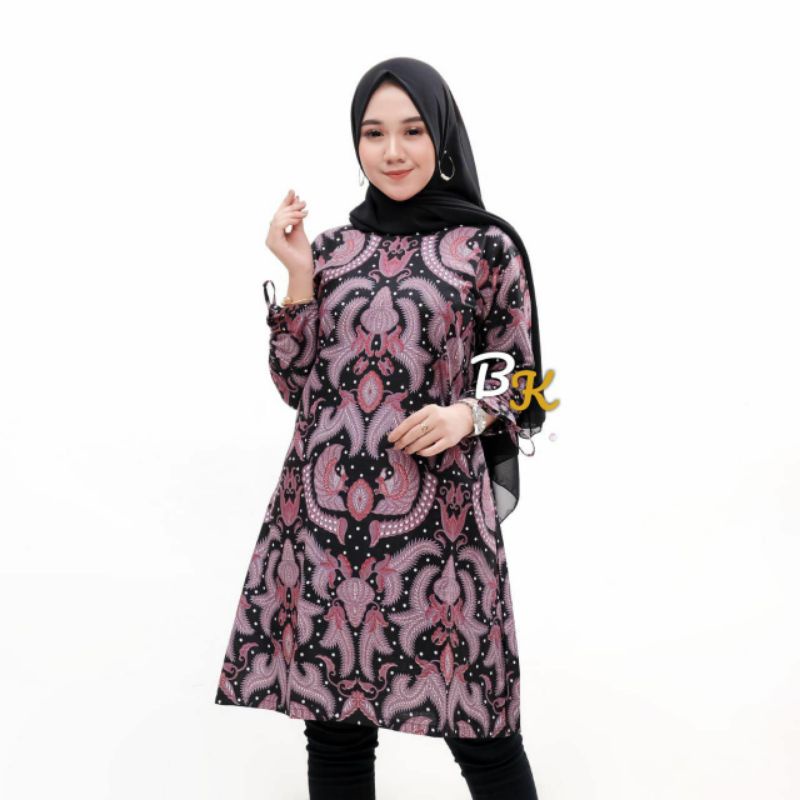 tey-17 Batik Wanita ASJ SA HRB026 Kenogo Kemeja Tosca Pendek-Model 6