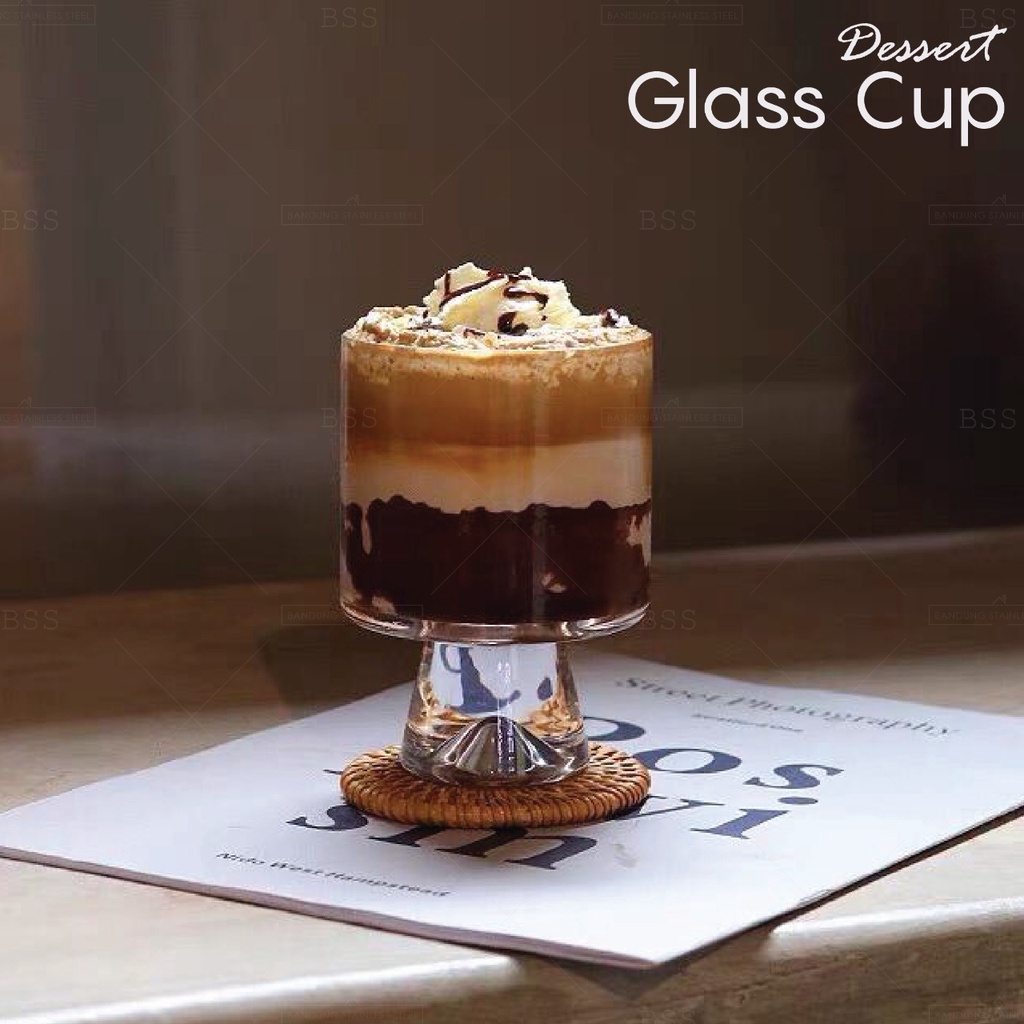 Gelas Dessert Es Krim 230ml cafe kaca aesthetic Kristal Lucu Kopi Cangkir Cantik Jus ice cream cup