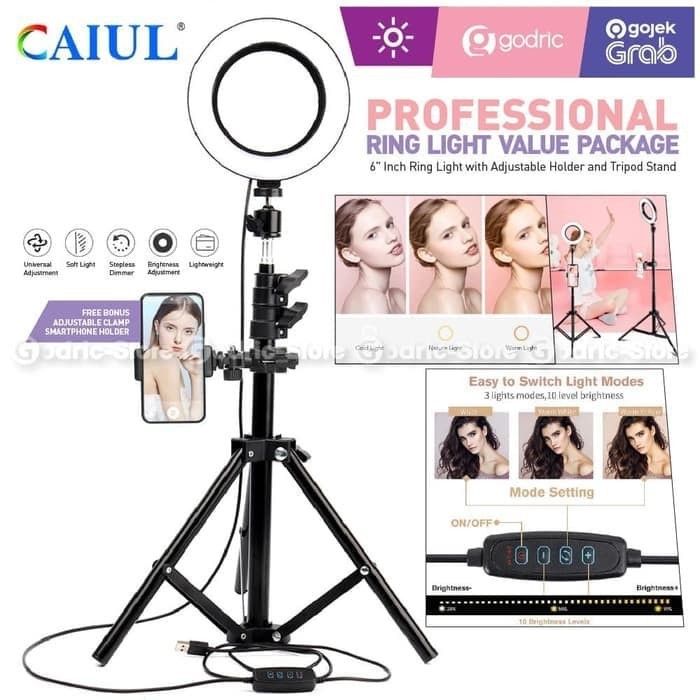 MIXIO Ring Light 16cm + Light Stand Tripod 1.6 M Selfie Live streaming