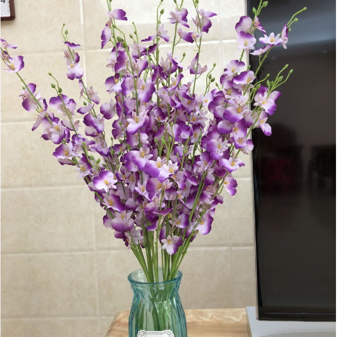 95 cm Bunga Buatan Menari Anggrek Oncidium Phalaenopsis Bunga Palsu Dekorasi Meja Rumah-2