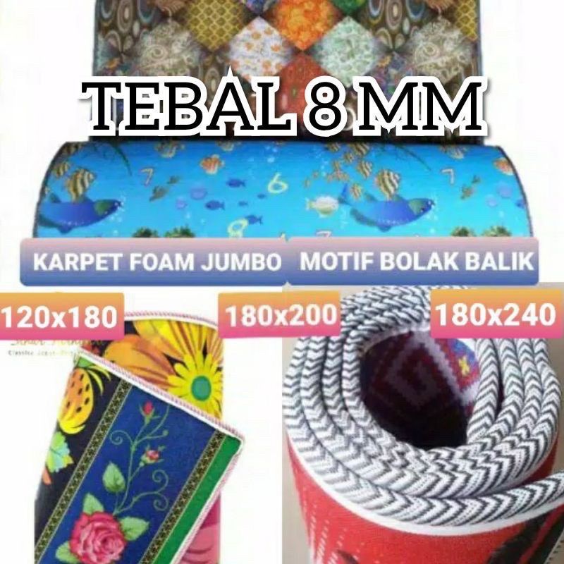 grosiran Karpet busa / tikar busa gambar 2 sisi bolak balik Tebal &amp; original ukuran 180x160 tikar besar jumbo