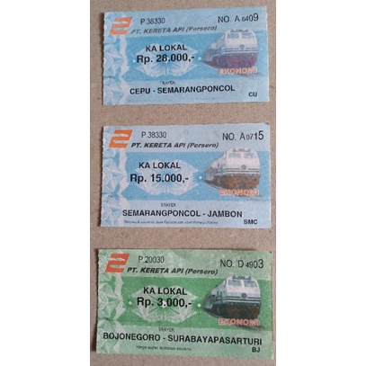 Tiket Kereta Api Jadul Lawas (Lembaran)