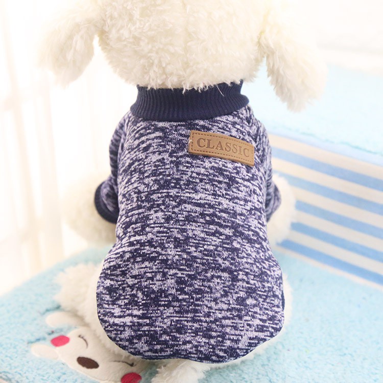 Pakaian Jaket Mantel Sweater Musim Dingin Hangat Motif Garis Ukuran S-2XL Untuk Anjing Kucing