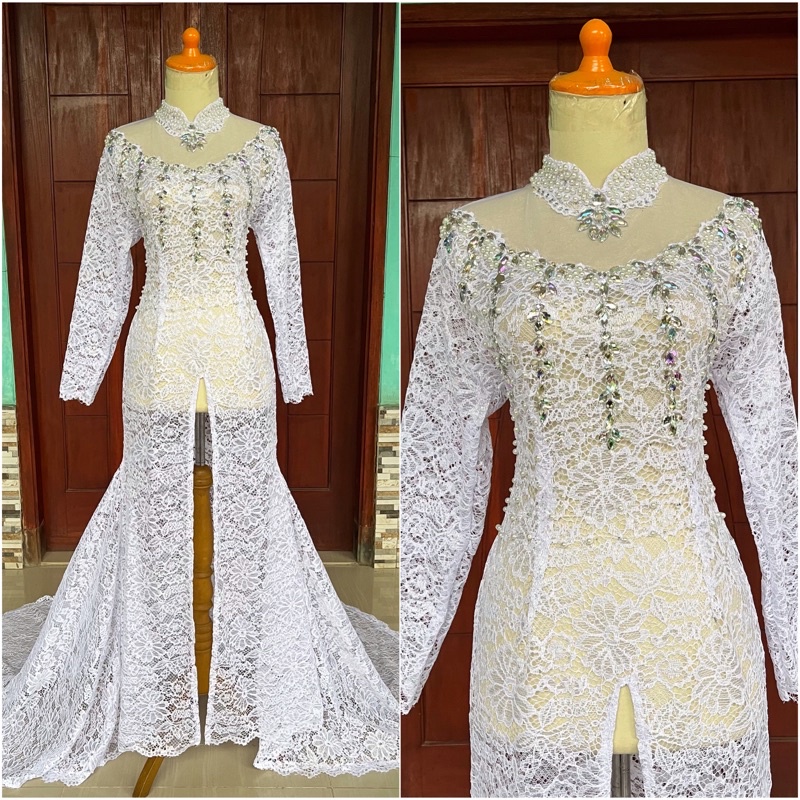 (READY) Kebaya Akad Ekor Panjang Prancisan | Kebaya Prancisan | Kebaya Akad | Kebaya Ekor Panjang