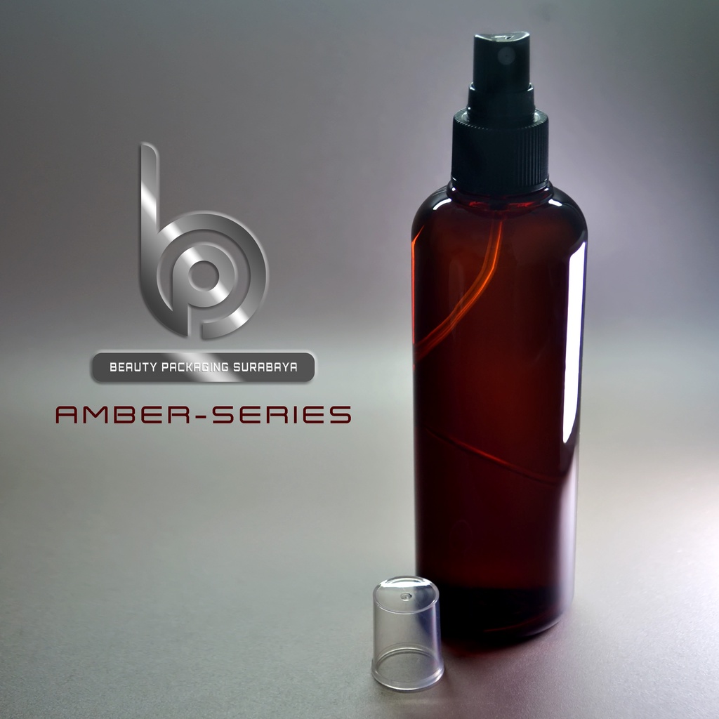 Botol Plastik PET 250ml BR Coklat Amber Tutup Spray