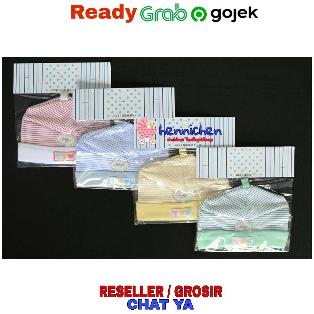 MIYO by libby Topi Segiempat Bayi Baby GARIS SALUR Newborn (0-3M)