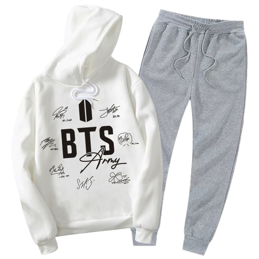 BESS - Baju Setelan Wanita Murah / Setelan Hoodie + Jogger Abu - ARMY TTD