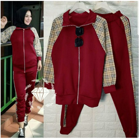 Setelan baju olahraga wanita kekinian/baju olahraga sepeda wanita/baju olahraga wanita terbaru set