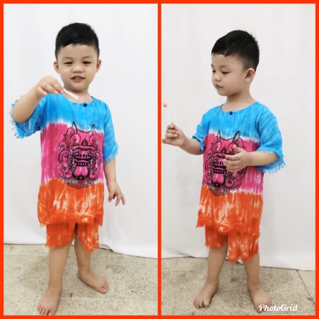 Promo Stelan Anak Atasan & Celana Pelangi Motif Barong S-XL
