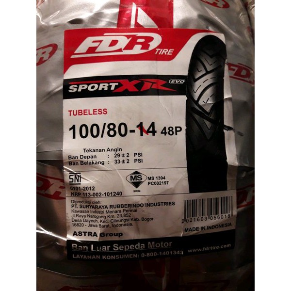 Ban FDR Evo Tubeless 100 80-14 OK