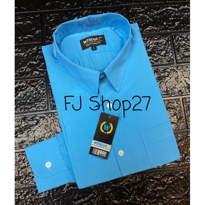 Kemeja Polos Pria Lengan Panjang Formal Reguler Wendyat, Wendya.T BIRU TOSCA MUDA
