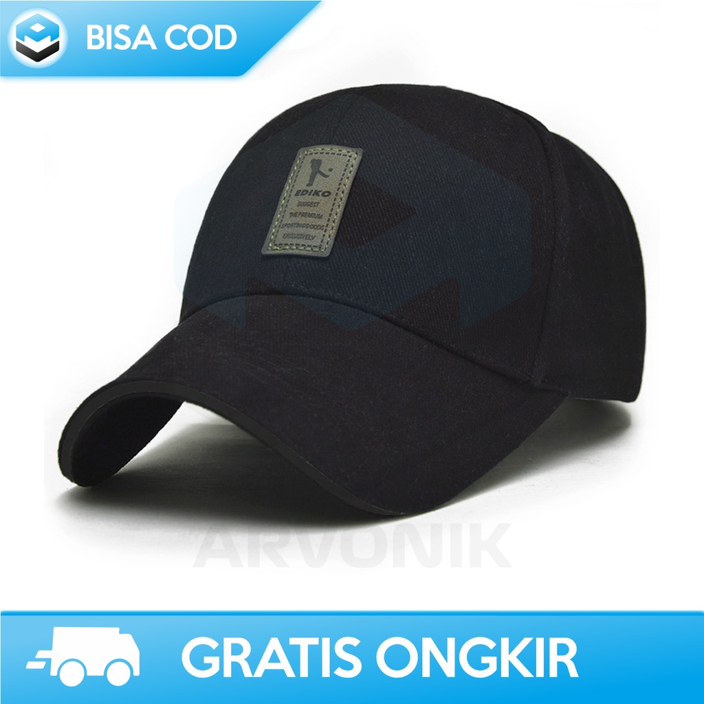 TOPI LOGO BASEBALL GOLF SPORT FASHION PRIA DEWASA ORIGINAL EDIKO HITAM