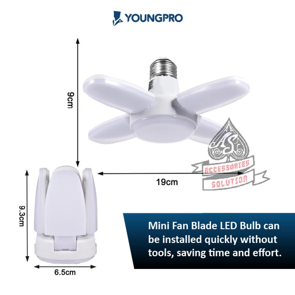 YOUNGPRO YFB30W - LAMPU KIPAS MINI BLADE FAN LED BULB SUPER TERANG 30W