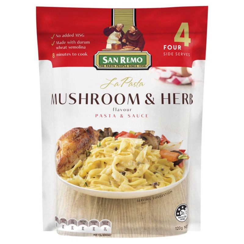 San Remo La Pasta Macaroni Cheese /  Four Cheeses / Mushroom &amp; Herb 120 gr NO ADDED MSG BPOM RI