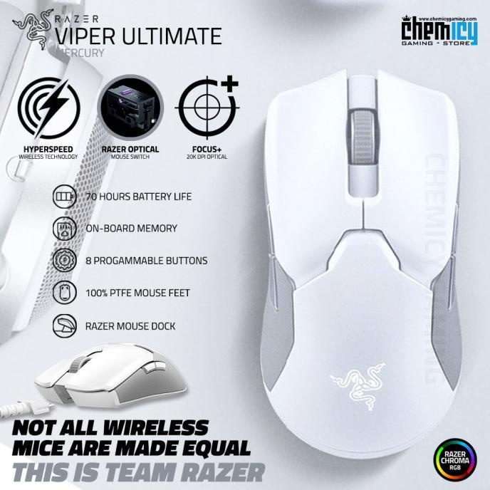 Razer Viper Ultimate Mercury White Hyperspeed Wireless Gaming Mouse