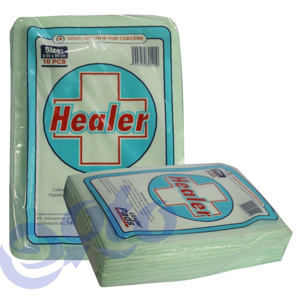 HEALER Underpad Under pad Perlak Sekali Pakai Alas Pasien Menyerap Urine Darah uk 90x60cm isi 10 pcs