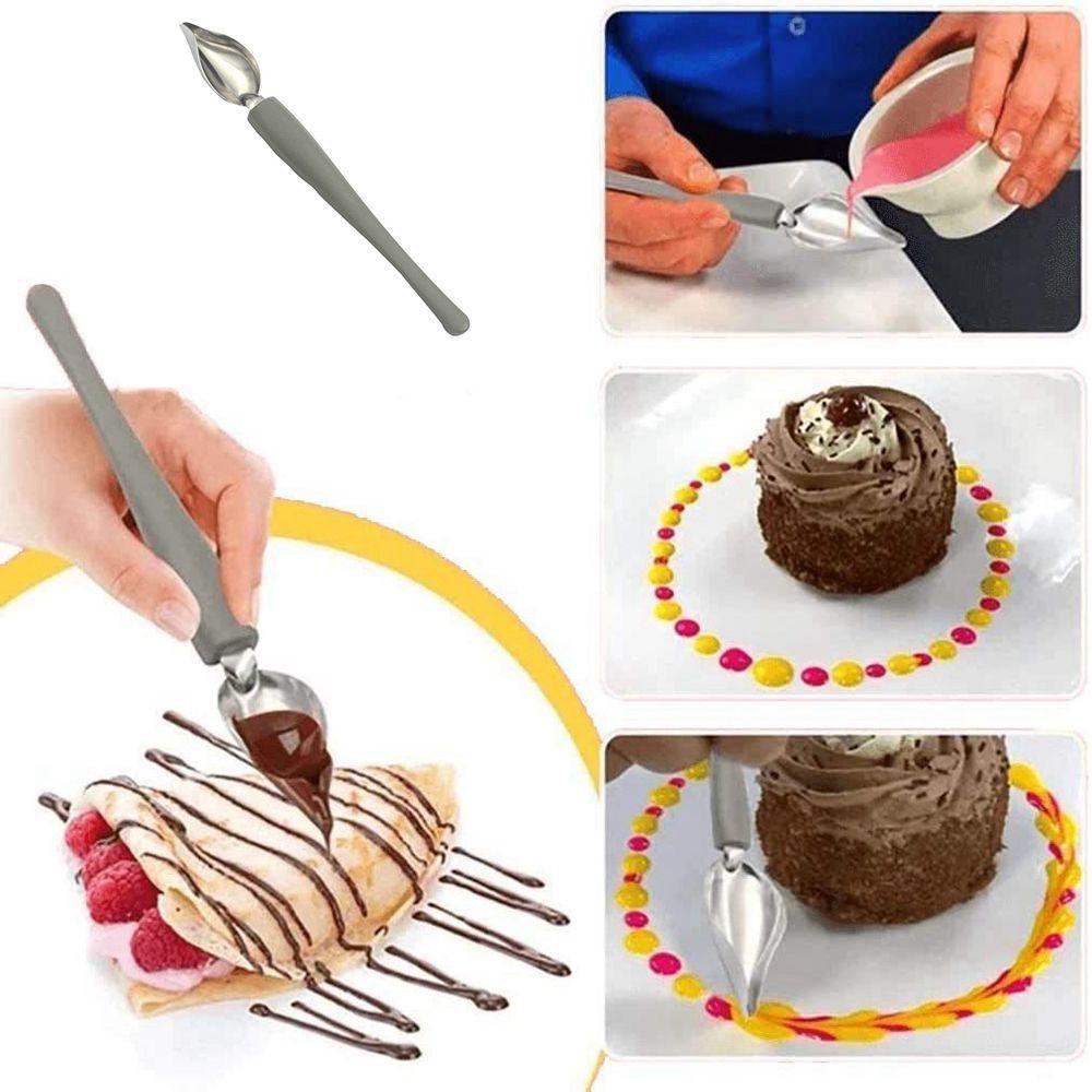 [Elegan] Sendok Lukis Saus Non-slip Tahan Lama Praktis Dekorasi Makanan Membuat Cokelat Dessert Alat Dapur Gadget Piring Artistik Baking Aksesoris Sendok Pensil