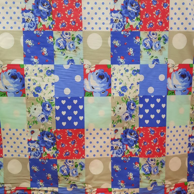 Kain Sprei Katun Kotak Kombinasi