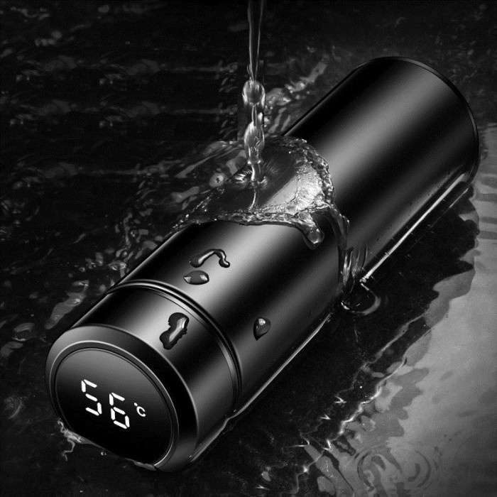 ramaa16 Botol Minum Dengan LCD Suhu / Thumbler Thermos Suhu 500 ml - Hitam mrh