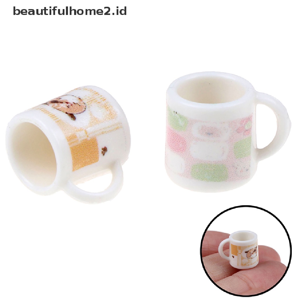 (Beautifulhome2) Buku Literatur Bahasa MandarinId 2pcs Miniatur Cangkir Kopi / Teh Skala 1: 12 Untuk Dekorasi Rumah Boneka