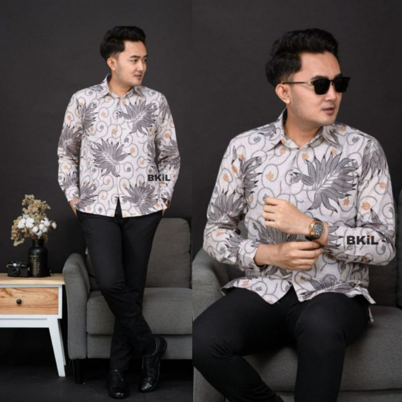 Batik Pria Lengan Panjang Motif Sekarjagad Hem Baju Batik Pria Kemeja Batik Pria Size M L XL XXL Seragam Batik Kerja