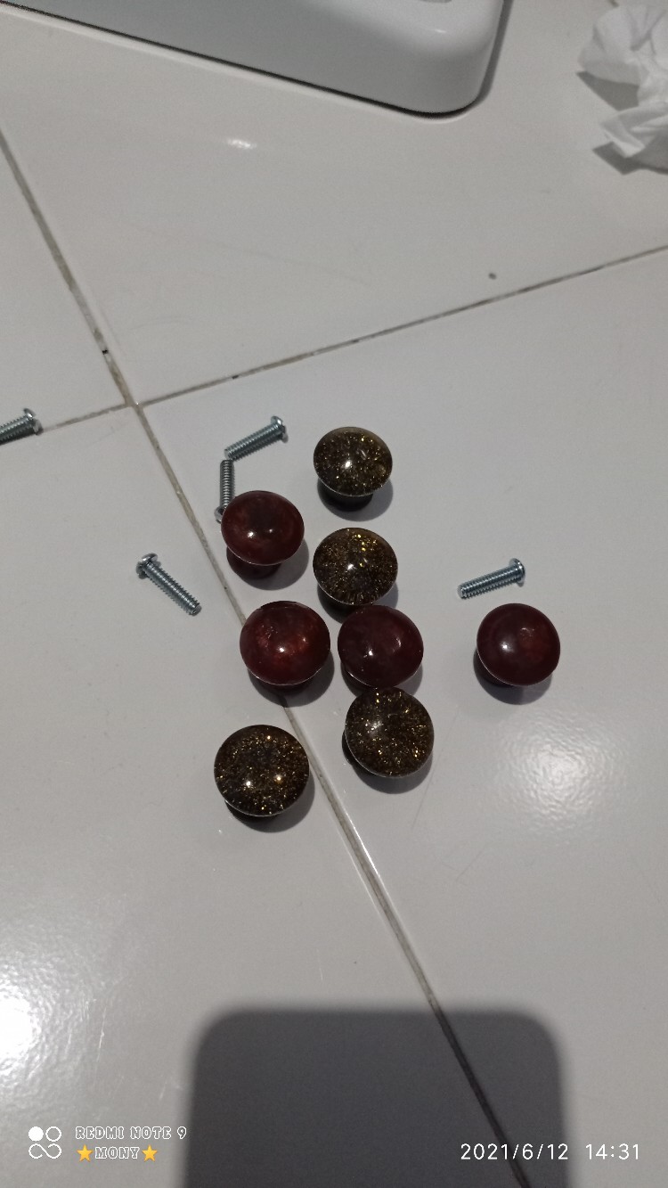 Knob Knop Warna Pelangi Bintik Emas 2.5 Cm Asli (handle Laci, Lemari, Pintu)