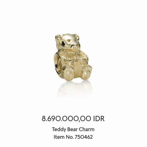 pandora teddy bear gold 14k ori