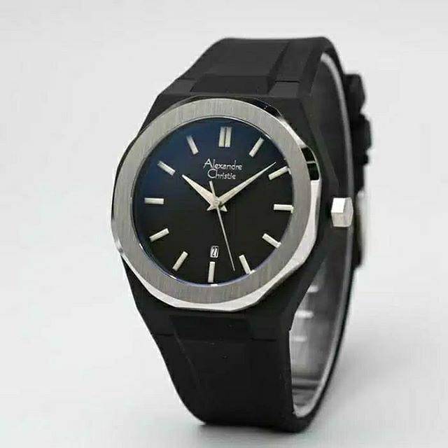 ALEXANDRE CHRISTIE AC 8613 PRIA SILVER BLACK RUBBER BLACK ORIGINAL