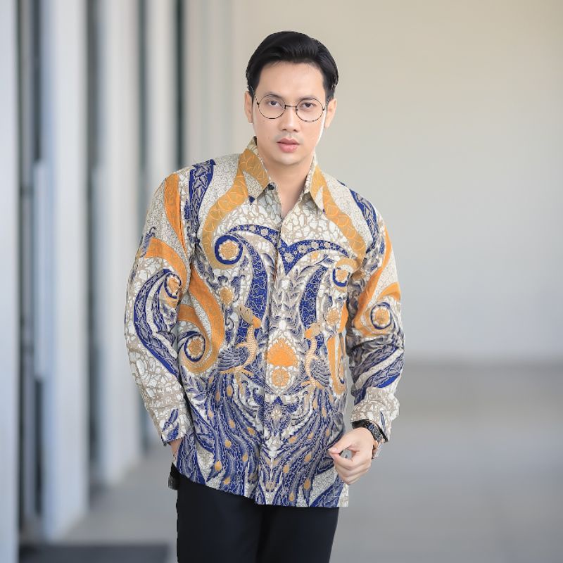 BATIK BOLO DEWO Motif Lanange Jagat Hem Atasan Kemeja Baju Batik Pria Lengan Panjang