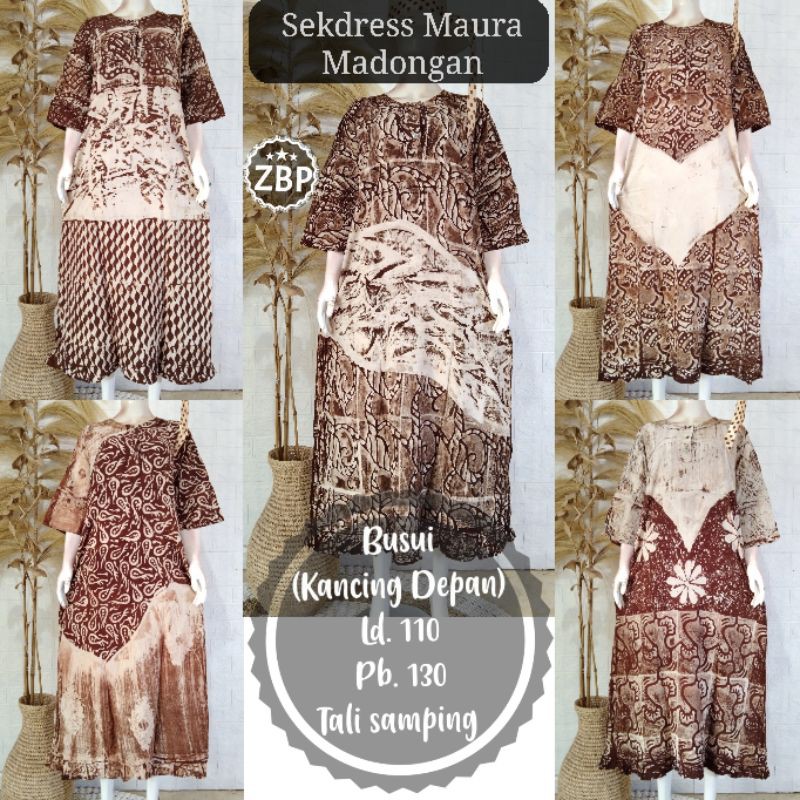 SEKDRESS MAURA MADONGAN BATIK CAP PEKALONGAN