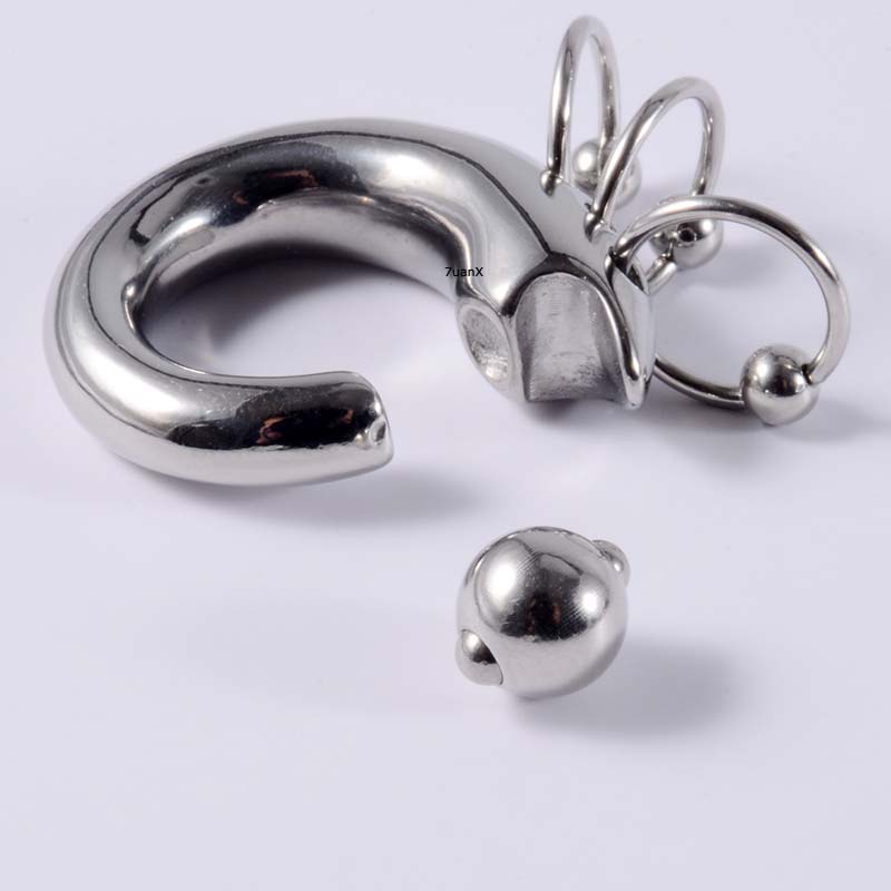 1 Piece Lobe Piercing Plug Earrings Captive Bead Ring Spring Bead Stainless Steel Hip Hop Style