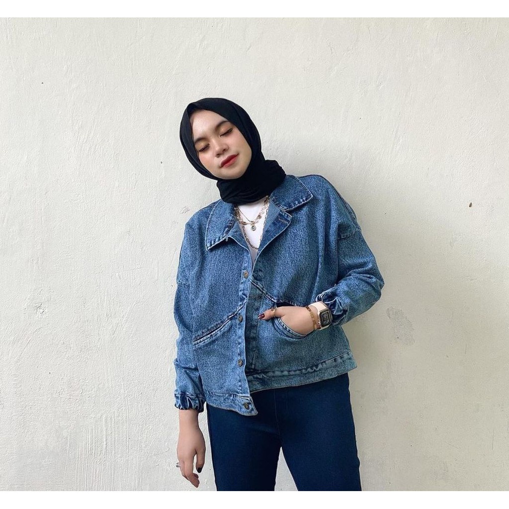 Jaket jeans vintage model terbaru masakini / Jaket jeans wanita masakini lengan panjang model terbaru