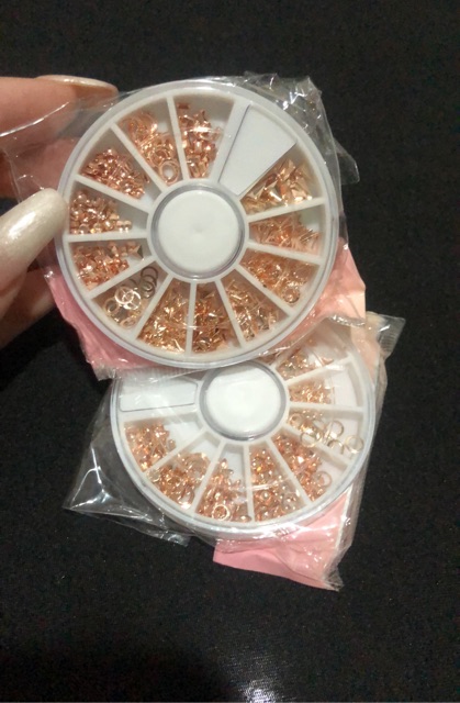 Nail acc wheel rosegold hiasan nailart shape love kotak oval