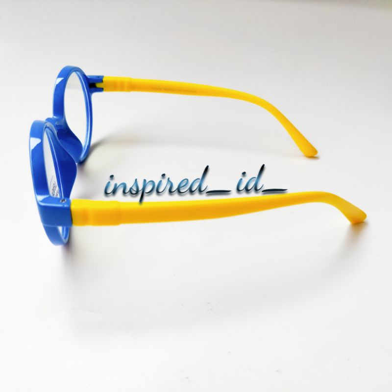 Kacamata Anak  Anti Radiasi Frame Lentur-Biru Tangkai Kuning