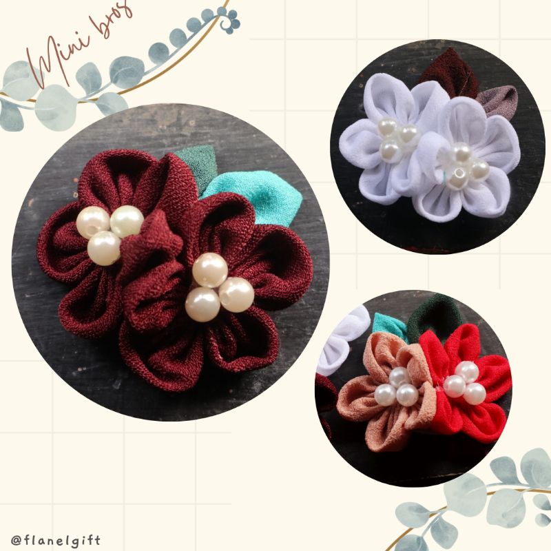 Mini Bros Bunga Manik-manik Aksesoris Jilbab