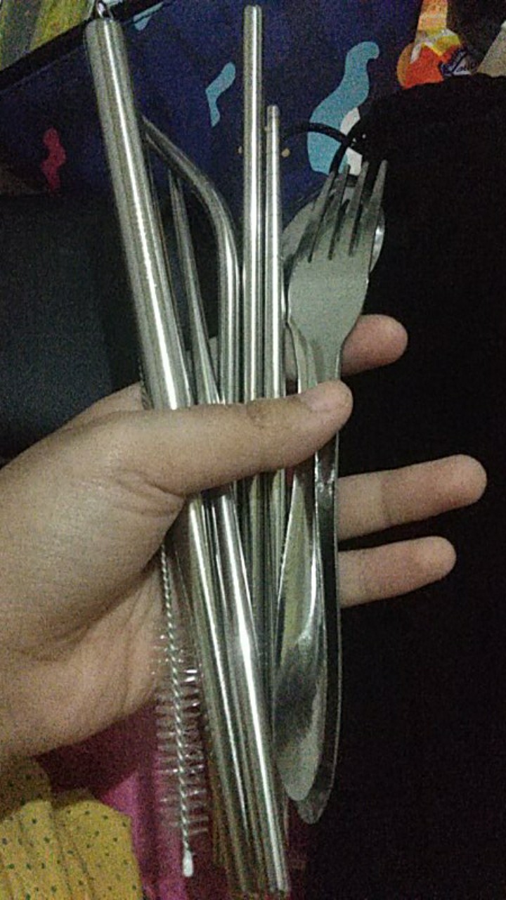 Paket Sedotan Set Dan Sendok Dengan Pouch