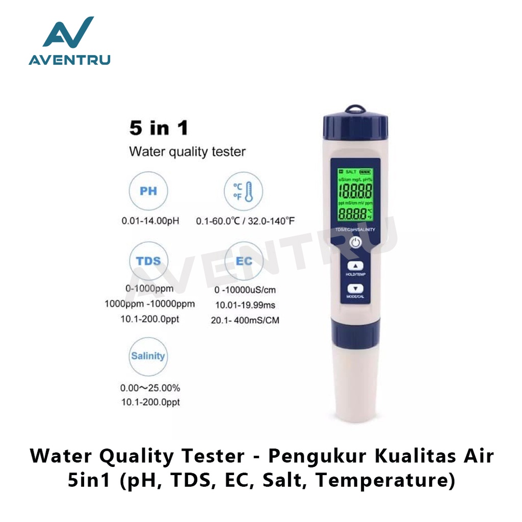 Smart 5 in 1 PH TDS Salinity EC Temperature Meter EZ-9909 Tester EZ9909 Salt