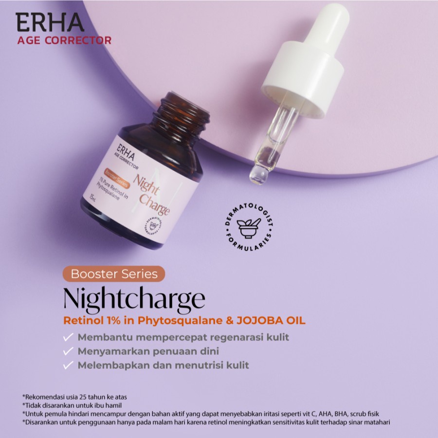 ERHA Age Corrector Serum + Nightcharge Booster - Paket Anti Aging Glowing Wajah