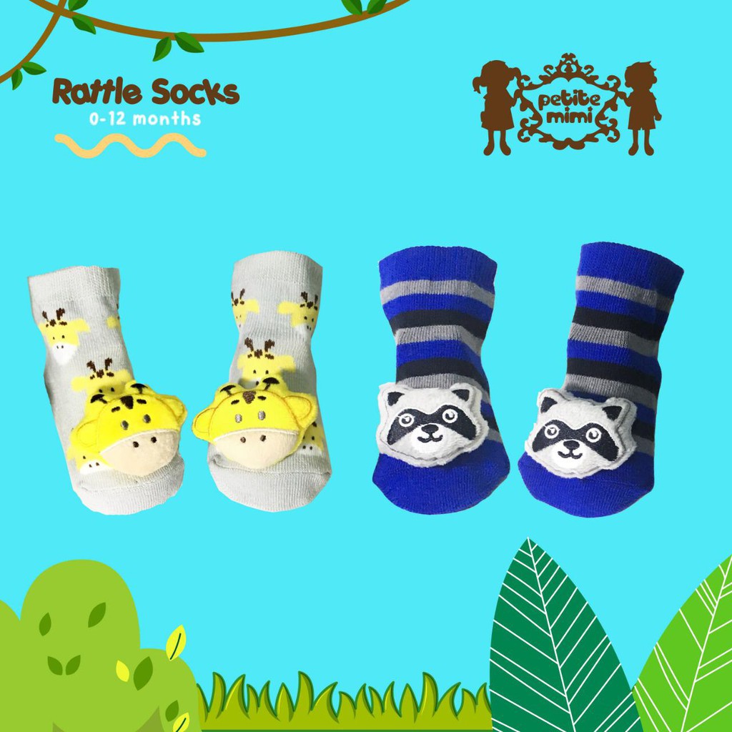 2 Psg Kaos Kaki Rattle / Rattle Socks Petite Mimi 0-12 bulan SNI 2 PASANG