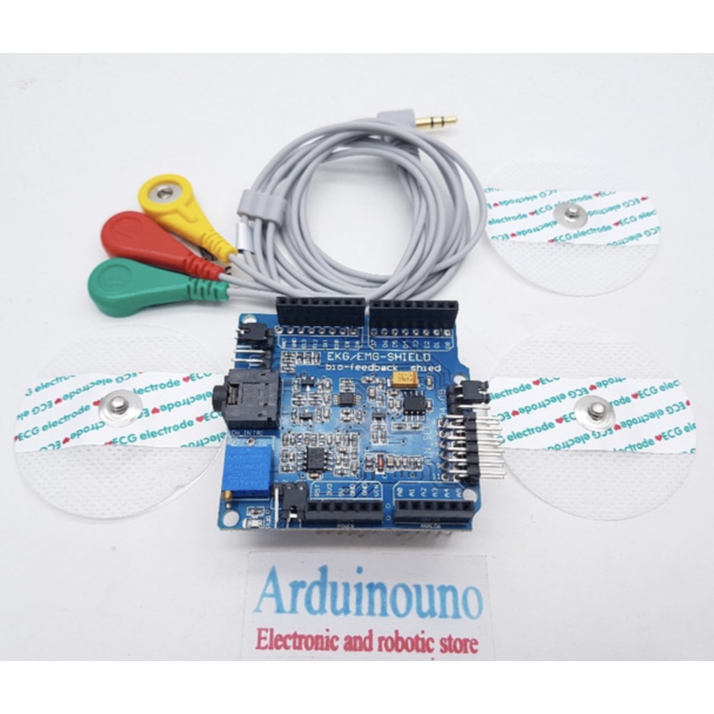Jual ECG / EKG / EMG Shield for Arduino with Cables and Electrodes ...