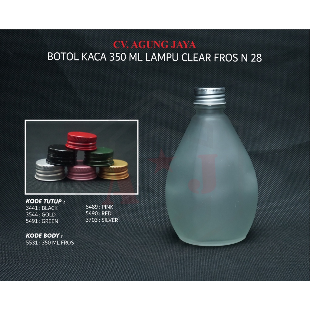 Botol Kaca 500 ml Lampu Frosted Tutup Alumunium