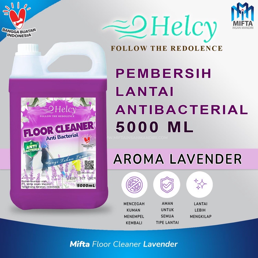 HELCY FLOOR CLEANER 5 LITER / PEMBERSIH LANTAI ANTIBACTERIAL FLOOR CLEANER