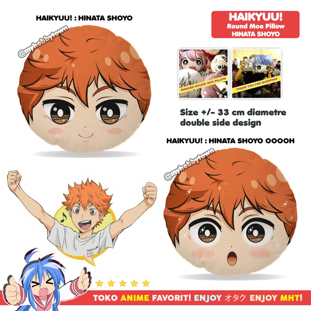 Bantal Bulat Anime Haikyuu : Hinata Shoyo Karasuno Plush Doll Plushie