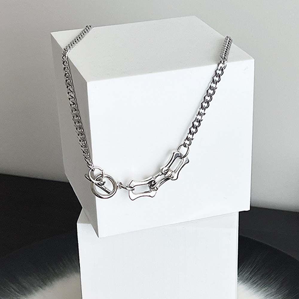 NEEDWAY Wanita Kalung Punk Kepribadian Geometris Choker Baja Titanium Gaya Hip Hop Korea Necklace