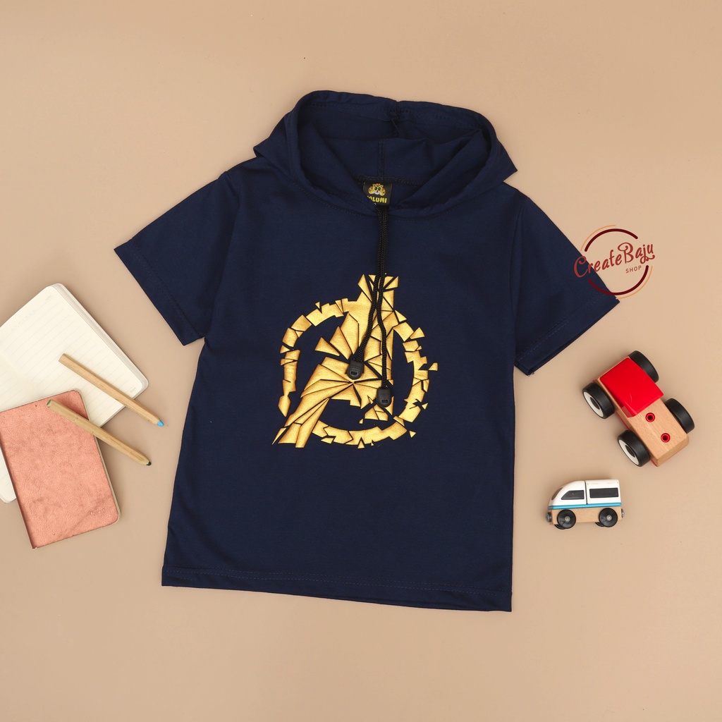 KAOS ATASAN HOODIE ANAK AVENGERS FOIL BAJU ATASAN ANAK 1-7 TAHUN