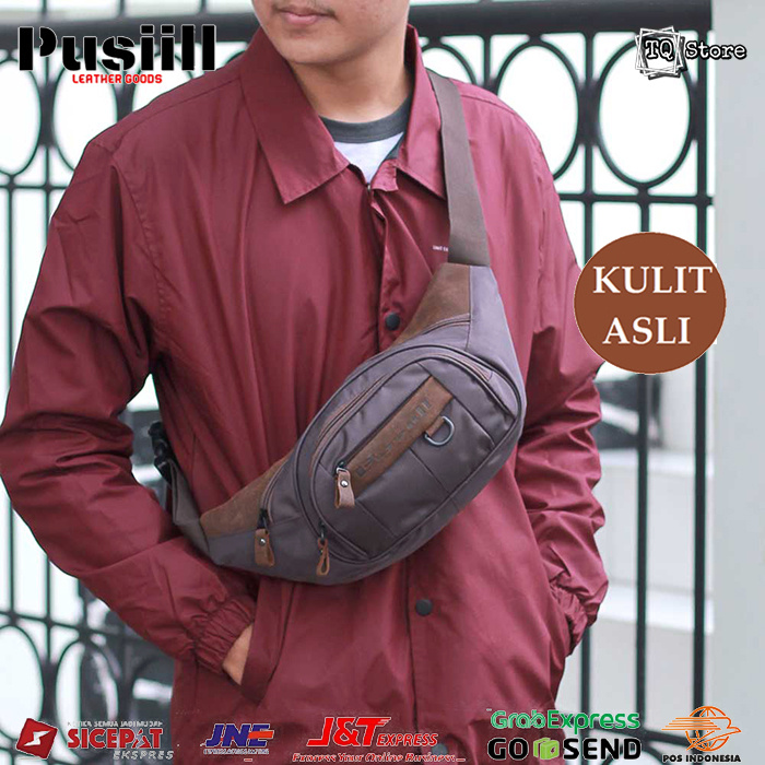 Tas Selempang Waistbag Pria Kulit Asli Original Tas HP Slempang Dada Pinggang Pria Kulit Murah Cowok