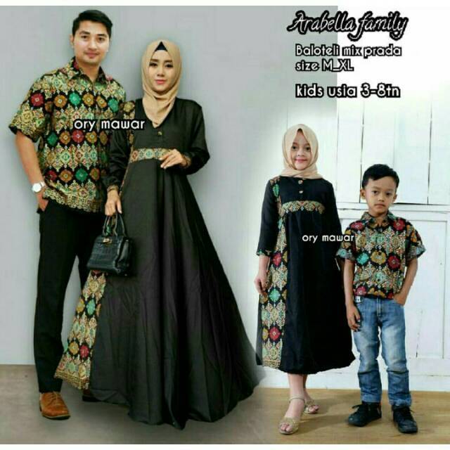 Arabella Family,setelan Gamis Keluarga Syari,couple Batik Keluarga Zara