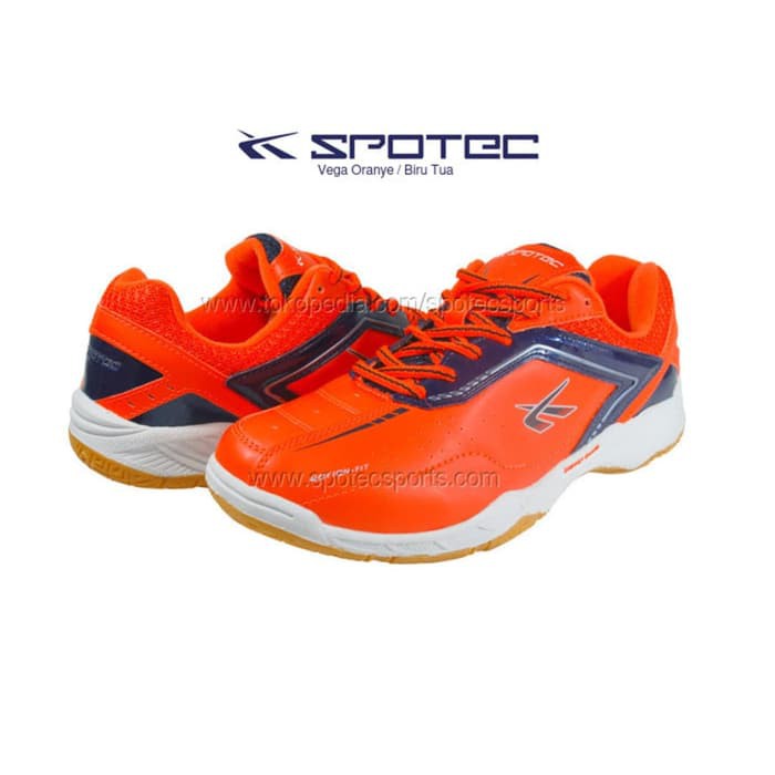 VEGA 45 ORANYE BIRU TUA SEPATU BULU TANGKIS SPOTEC BADMINTON SHOES